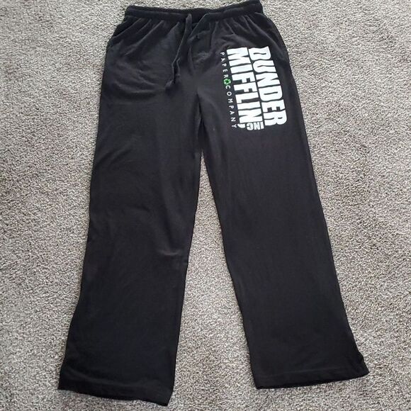 Sweats, lounge pants, black size medium. DUNDER MIFFLIN INC. Nice - Picture 1 of 5